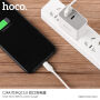 HOCO cestovní nabíjačka s americkou zástrčkou s USB/USB-C portami pre Apple iPhone – biela