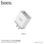 HOCO cestovní nabíjačka s americkou zástrčkou s USB/USB-C portami pre Apple iPhone – biela