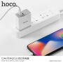HOCO cestovní nabíjačka s americkou zástrčkou s USB/USB-C portami pre Apple iPhone – biela