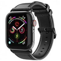 DUX DUCIS kožený remienok pre Apple Watch Ultra 49mm / 46mm / 45mm / 44mm / 42mm - čierny