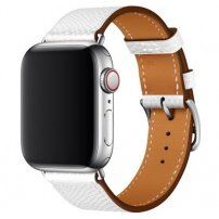 Kožený remienok pre Apple Watch Ultra 49mm / 46mm / 45mm / 44mm / 42mm - biely