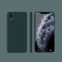Silikónový ochranný kryt s rovnými hranami pre iPhone XR - tmavozelený