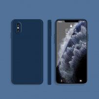 Silikónový ochranný kryt s rovnými hranami pre iPhone XS Max - modrý