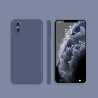 Silikónový ochranný kryt s rovnými hranami pre iPhone XS Max - sivomodrý