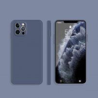 Silikónový ochranný kryt s rovnými hranami pre iPhone 12 Pro Max - sivomodrý