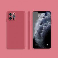 Silikónový ochranný kryt s rovnými hranami pre iPhone 12 Pro Max - červený