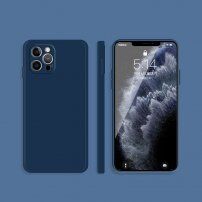 Silikónový ochranný kryt s rovnými hranami pre iPhone 12 Pro - modrý