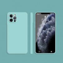 Silikónový ochranný kryt s rovnými hranami pre iPhone 12 Pro - svetlomodrý