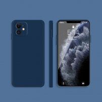 Silikónový ochranný kryt s rovnými hranami pre iPhone 12 mini - modrý