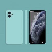 Silikónový ochranný kryt s rovnými hranami pre iPhone 12 mini - svetlomodrý