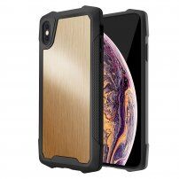 Odolný ochranný kryt z brúsenej nehrdzavejúcej ocele pre iPhone XS Max - zlatý