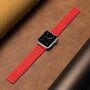 Kožený magnetický remienok pre Apple Watch Ultra 49mm / 46mm / 45mm / 44mm / 42mm - červený