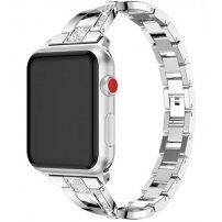 Kovový remienok posádzaný kamienkami pre Apple Watch Ultra 49mm / 46mm / 45mm / 44mm / 42mm - strieborný