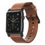 Nomad Horween Modern kožený remienok pre Apple Watch Ultra 49mm / 46mm / 45mm / 44mm / 42mm – hnedý s čiernym zapínaním