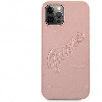 Guess Saffiano Vintage Script kryt pre iPhone 12 Pro Max - zlatoružový