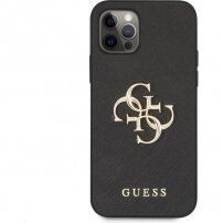 Guess Saffiano Big 4G Metal Logo kryt pre iPhone 12 Pro Max - čierny