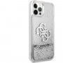 Guess Big 4G Liquid Glitter Silver kryt pre iPhone 12 Pro Max - strieborný