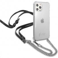 Guess Silver 4G Chain and Script kryt pre iPhone 12 Pro Max - strieborný