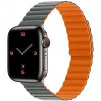 Silikónový magnetický remienok pre Apple Watch Ultra 49mm / 46mm / 45mm / 44mm / 42mm - sivo-oranžový