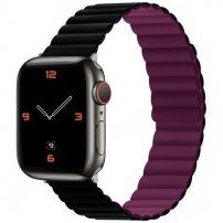 Silikónový magnetický remienok pre Apple Watch Ultra 49mm / 46mm / 45mm / 44mm / 42mm - čierno-vínový