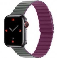 Silikónový magnetický remienok pre Apple Watch Ultra 49mm / 46mm / 45mm / 44mm / 42mm - sivo-vínový