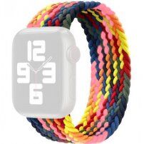 Nylonový remienok s vrkočovým vzorom pre Apple Watch 42mm / 41mm / 40mm / 38mm - S - tmavý dúhový