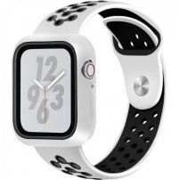 Ochranné puzdro so silikónovým remienkom pre Apple Watch 40mm - bielo-čierne