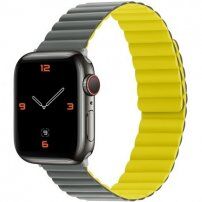 Silikónový magnetický remienok pre Apple Watch 42mm / 41mm / 40mm / 38mm - sivo-žltý