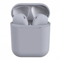 InPods 12 bezdrôtové Bluetooth slúchadlá s nabíjacím puzdrom pre Apple zariadenia - sivá