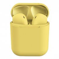 InPods 12 bezdrôtové Bluetooth slúchadlá s nabíjacím puzdrom pre Apple zariadenia - žltá