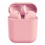 InPods 12 bezdrôtové Bluetooth slúchadlá s nabíjacím puzdrom pre Apple zariadenia - ružová