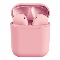 InPods 12 bezdrôtové Bluetooth slúchadlá s nabíjacím puzdrom pre Apple zariadenia - ružová