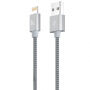 HOCO certifikovaný MFi synchronizačný a&nbsp;nabíjací lightning kábel pre Apple iPhone/iPad/iPod - opletený sivý - 1,2&nbsp;m