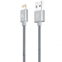 HOCO certifikovaný MFi synchronizačný a&nbsp;nabíjací lightning kábel pre Apple iPhone/iPad/iPod - opletený sivý - 1,2&nbsp;m