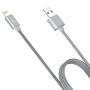 HOCO certifikovaný MFi synchronizačný a&nbsp;nabíjací lightning kábel pre Apple iPhone/iPad/iPod - opletený sivý - 1,2&nbsp;m