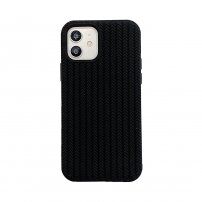Silikónový kryt s vrkočovým vzorom pre iPhone 12 Pro Max - čierny