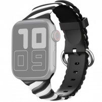 Prepletený silikónový remienok pre Apple Watch 42mm / 41mm / 40mm / 38mm - čierno-biely