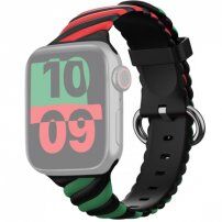 Prepletený silikónový remienok pre Apple Watch 42mm / 41mm / 40mm / 38mm - červeno-zelený