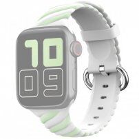 Prepletený silikónový remienok pre Apple Watch Ultra 49mm / 46mm / 45mm / 44mm / 42mm - bielo-zelený