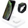 FIXED Powerstation 3v1 stojanček s bezdrôtovým nabíjaním pre iPhone / Apple Watch / AirPods - biely