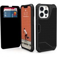 UAG Metropolis odolné flipové puzdro pre iPhone 13 Pro Max - kevlarovo čierne