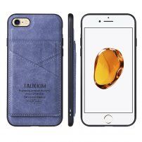 Taokkim ochranný kryt z PU kože s kapsou v retro štýle pre iPhone 6 / 6S - modrý