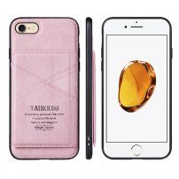Taokkim ochranný kryt z PU kože s kapsou v retro štýle pre iPhone 6 Plus / 6S Plus - ružový