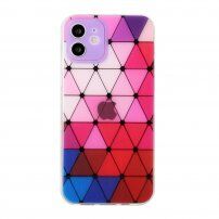 Mäkký kryt so vzorom vitráže pre iPhone 12 - fialový
