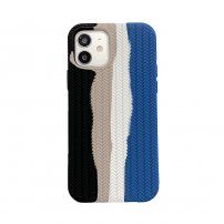 Silikónový kryt s vrkočovým vzorom pre iPhone 13 Pro - modročierny
