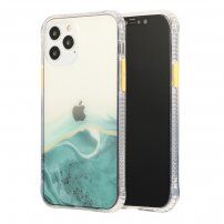 Mramorovaný kryt odolný proti poškrabaniu pre iPhone 12 / 12 Pro - tyrkysový