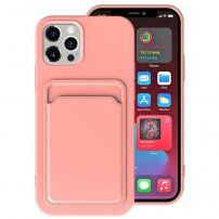 Kryt s kapsou na karty pre iPhone 13 Pro Max - ružový