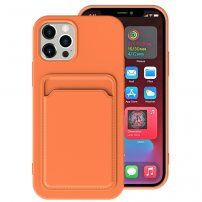 Kryt s kapsou na karty pre iPhone 13 Pro Max - oranžový
