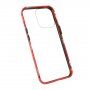 Puzdro pre celý telefón z tvrdeného skla s kovovým rámčekom pre iPhone 13 Pro Max - červené