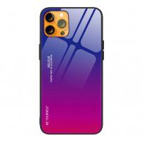 Kryt so sklenenou zadnou stranou pre iPhone 13 Pro - modro-fuksiový